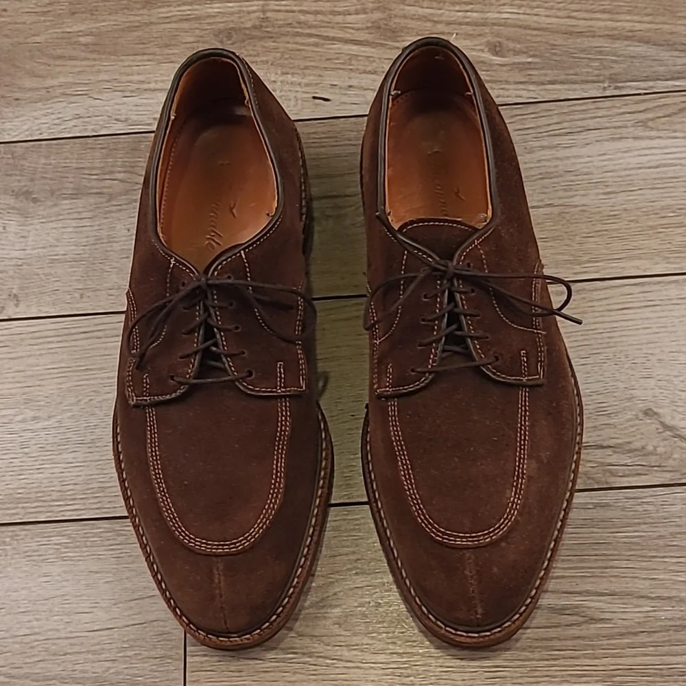 FACONNABLE USA Dark Brown Suede Leather Sz 9 D Lace Up Split Toe Mens Dress Shoe